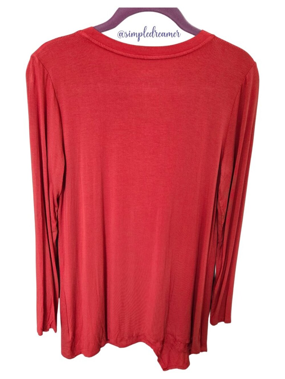 LOGO Lori Goldstein V-Neck Asymmetric Overlay Knit Top Blood Orange XS - Picture 7 of 13